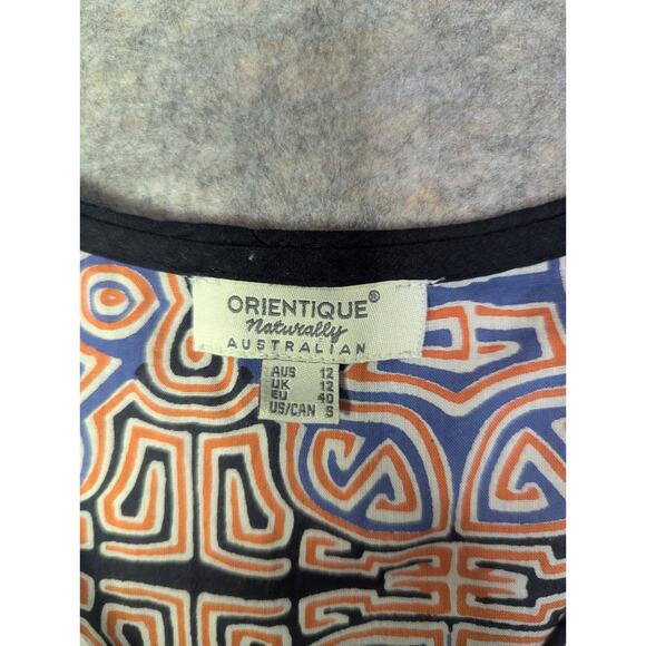 Orientique Naturally Australian Dress Sz Small Geometric Pattern Tassel Mini - Picture 3 of 7
